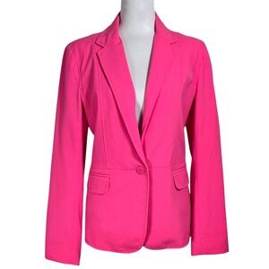 New York & Company Hot Pink Tailored Blazer Size 10 Statement Jacket Stretch